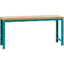 Établi Profi Standard Manuflex, Plateau de table en multiplex l. 2000 x P 700, turquoise