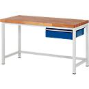 Établi série 8000, fixe, avec tiroir suspendu, l. 1500 x P 700 x H 840 - 1040 mm