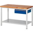Établi série 8001, fixe, hauteur ajustable, l. 1250 x P 700 x H 840 – 1040 mm