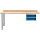 Établi TOP, avec 2 tiroirs, unité d'extension, alu argent, 2000 mm de large