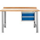 Établi TOP, avec 2 tiroirs, unité de base, alu argent, 1500 mm de large 