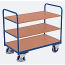 Etagenwagen, Stahl/MDF-Platte, Enzianblau/Buche-Dekor, 3 Etagen, 1200 x 800 mm, EasySTOP, bis 250 kg