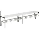 Étagère à chaussures pour bancs de vestiaire, acier, 2000 mm de long, gris clair