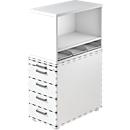 Etagère à poser Breno, pour caisson sur pied Breno, y compris 3 inserts en plastique, L 428 x P 800 x H 530 mm, panneau de particules, blanc