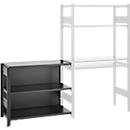 Etagère annexe pour ORDO Home Etagère enfichable, 3 étagères, multifonctionnelle, mobile, L 1060 x P 435 x H 825 mm, noir profond mat RAL 9005