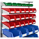 Étagère murale 9 VK Schäfer Shop Select, 9 étagères, L 1000 x l 640 x P 100/155/220 mm, avec 48 bacs à bec SSI Schäfer série PROFI LF