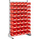 Étagères de stockage sur pied à un seul côté, L 1130 x P 500 x H 1885 mm, 45 x 7,5 l, rouge
