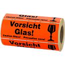Etiquetas de advertencia, "¡Vorsicht Glas!" [vidrio de precaución], 500 piezas