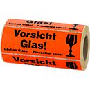 Etiquetas de advertencia, '¡Vorsicht Glas!' [vidrio de precaución], 500 piezas