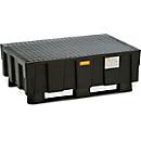 EURO-Auffangwanne 250/2 CEMO, Polyethylen, mit 2 Kufen, mit Zulassung, B 1205 x T 805 x H 430 mm, mit verzinktem Gitterrost