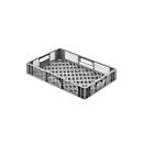 Euro Box bakery and catering crate (glass crate), capacity 15.4 l, perforated version, perforated handles, food-safe, stackable, HDPE, gray