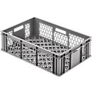 Euro Box bakery and catering crate (glass crate), capacity 35.7 l, perforated version, perforated handles, food-safe, stackable, HDPE, gray