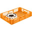 Euro Box bakery and catering crate (glass crate), food-safe, capacity 15.4 L, openwork version, yellow-orange