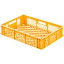 Euro Box bakery and catering crate (glass crate), food-safe, capacity 25.3 L, openwork version, yellow-orange