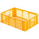 Euro Box bakery and catering crate (glass crate), food-safe, capacity 35.7 L, openwork version, yellow-orange
