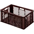Euro Box bakery and catering crate (glass crate), food-safe, capacity 47.8 L, openwork version, brown