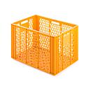 Euro Box bakery and catering crate (glass crate), food-safe, capacity 75 L, openwork version, yellow-orange