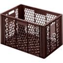 Euro Box bakery and catering crate (glass crate), food-safe, capacity 79.8 L, openwork version, brown