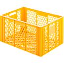 Euro Box bakery and catering crate (glass crate), food-safe, capacity 79.8 L, openwork version, yellow-orange