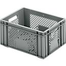 Euro Box groente- en fruitkist, voedselveilig, inhoud 22 L, opengewerkte versie, grijs