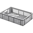 Euro Box groente- en fruitkist, voedselveilig, inhoud 24,87 L, opengewerkte versie, grijs