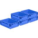 Euro Box Leichtbehälter SSI Schäfer ELB 4120, Inhalt 10,9 L, stapelbar, ohne Deckel, mit Unterfassgriff, Polypropylen, blau, 5 Stück