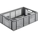 Euro Box Obst-und Gemüsekasten, lebensmittelecht, Inhalt 33,9 L, durchbrochene Version, grau