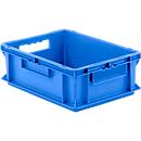 Euro Box Série EF 4140, en PP, capacité 12,8 L, parois fermées, poignée traversante, bleu