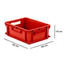 Euro Box Série EF 4140, en PP, capacité 12,8 L, parois fermées, poignée traversante, rouge