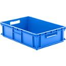 Euro box series EF 6150, made of PP, capacity 29.4 L, closed walls, blue, through-barrel handle