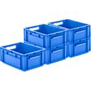 Euro Box SSI Schaefer EF 4170, 15,7 l, poignée traversante, sans couvercle, polypropylène, bleu, 5 pièces