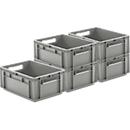 Euro Box SSI Schaefer EF 4170, 15,7 l, poignée traversante, sans couvercle, polypropylène, gris, 5 pièces