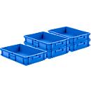 Euro Box SSI Schaefer EF 6120, 23,3 l, poignée traversante, polypropylène, bleu, 5 pièces