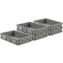 Euro Box SSI Schaefer EF 6120, 23,3 l, poignée traversante, polypropylène, gris, 5 pièces