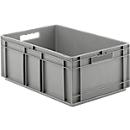 Euro container EF 6240, PP, W 600 x D 400 x H 240 mm, volume 47.5L, solid walls, grey, open handles