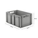 Euro container EF 6280, PP, L 600 x W 400 x H 285 mm, volume 56,6L, solid walls, grey, open handles