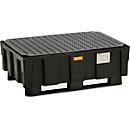 EURO opvangbak 250/2 CEMO, polyethyleen, met 2 sledes, met goedkeuring, B 1205 x D 805 x H 440 mm, met PE rooster