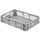 Eurobox Gläserkasten, Inhalt 25,3 l, durchbrochene Version, Durchfassgriffe, lebensmittelecht, stapelbar, HDPE, grau