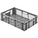 Eurobox Gläserkasten, Inhalt 30 l, durchbrochene Version, Durchfassgriffe, lebensmittelecht, stapelbar, HDPE, grau