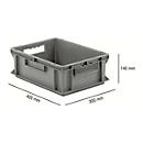 Eurobox serie EF 4140, gemaakt van PP, inhoud 12,8 L, gesloten wanden, grijs handvat