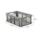 Eurobox serie EF 6221, van PP, inhoud 43,5 l, geperforeerde wanden, grijs, open handgreep