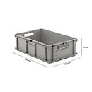 Eurocaja EF 6180, L 600 x A 400 x H 180 mm, capacidad 35,4 l, apilable, polipropileno, gris