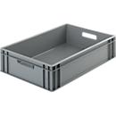 Eurokasten Ringoplast, 34 l, lebensmittelgeeignet, geschlossen, 2 Durchgriffe, L 600 x B 400 x H 143 mm, Kunststoff, grau