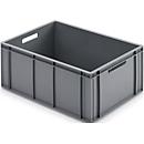 Eurokasten Ringoplast, 55 l, lebensmittelgeeignet, geschlossen, 2 Durchfassgriffe, L 600 x B 400 x H 273 mm, Kunststoff, grau
