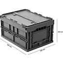 Euronorm plooibox 4322 DL, met deksel, voor magazijngebruik en meervoudig transport, inhoud 19 l, grijs