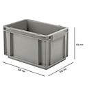 European standard box series EF 3170, made of PP, capacity 6.5 l, closed sides, integrated handle, grey