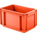 European standard box series EF 3170, made of PP, capacity 6.5 l, closed sides, integrated handle, red