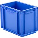 European standard box series EF 3220, made of PP, capacity 9 l, closed walls, integrated handle, 9 l, blue