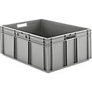 European standard box series EF 8320, made of PP, capacity 122 l, closed walls, grey, handle