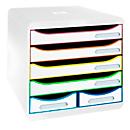 Exacompta BIG BOX MAXI Black Office blanc/arlequin, 6 tiroirs ouverts (4 grands/2 petits) A4/A4+, silencieux, 25 ans